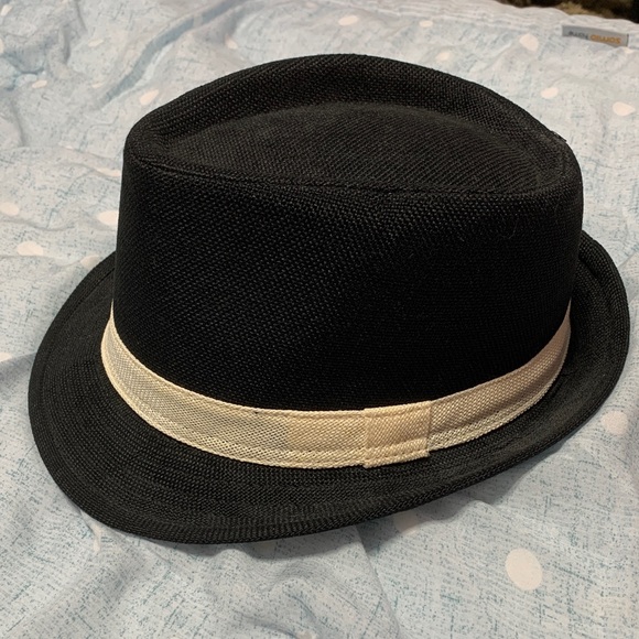 VTG 2b bebe Black Fedora Hat with Cream Band - Picture 2 of 10